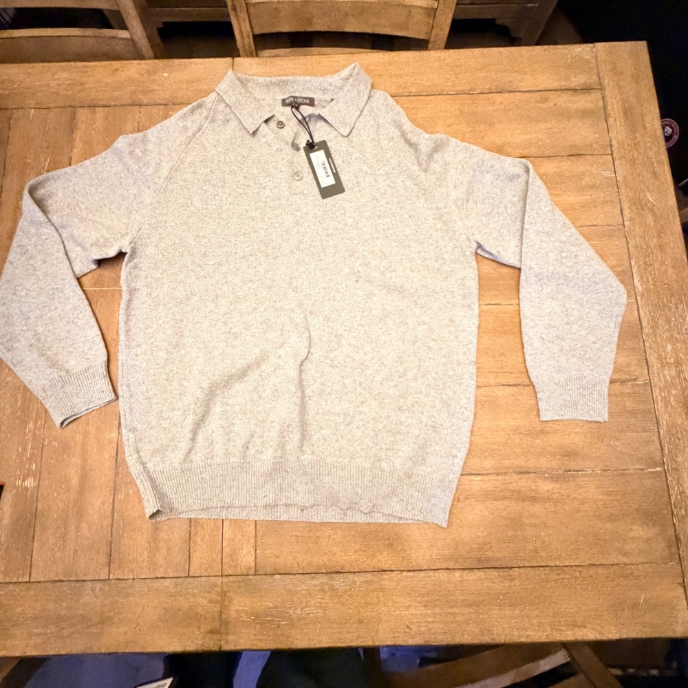 Slate & Stone Sweater Polo Mens XL Light Grey NEW Raglan Wool Blend P1SWT34841